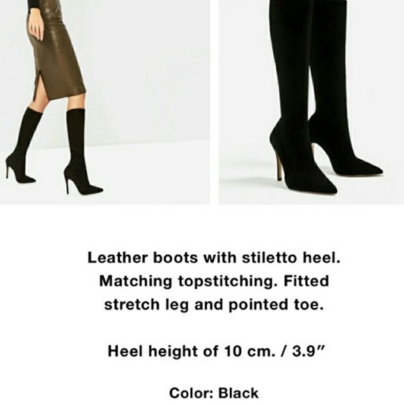 ZARA 100% LEATHER  HIGH HEEL KNEE BOOT BRAND NEW WITH TAGS - Picture 3 of 8